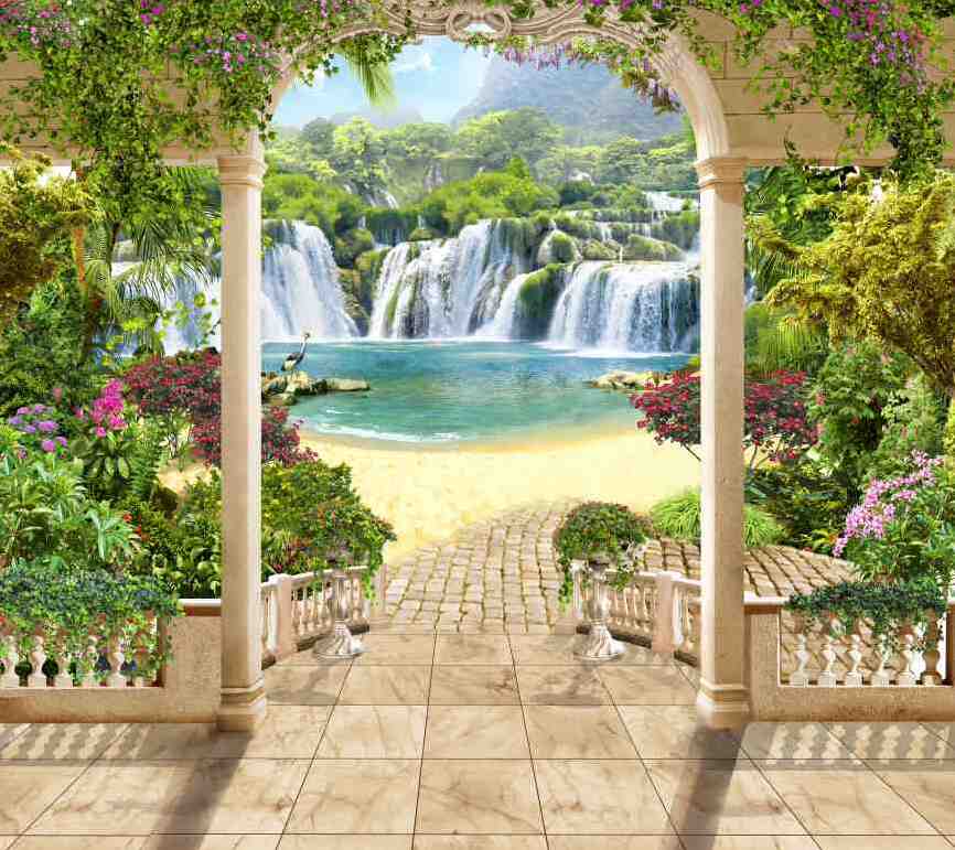 Картина на холсте Водопад, арт hd1647601