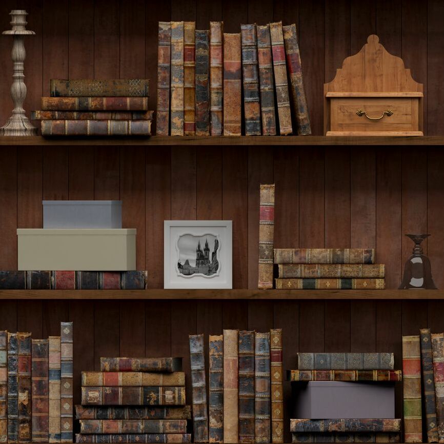 Картина на холсте Книжная полка, арт hd1585801