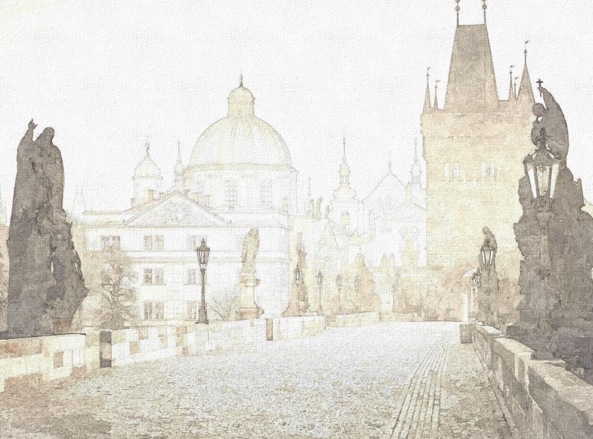 Картина на холсте Прага в акварели, арт hd1524401