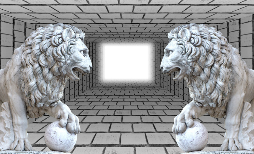 Картина на холсте 3D Львы, арт hd1504601