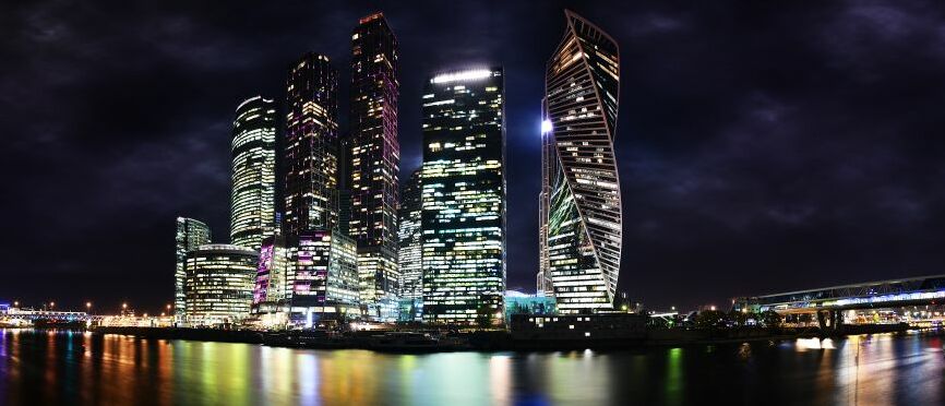 Картина на холсте Москва-сити ночью, арт hd2121001